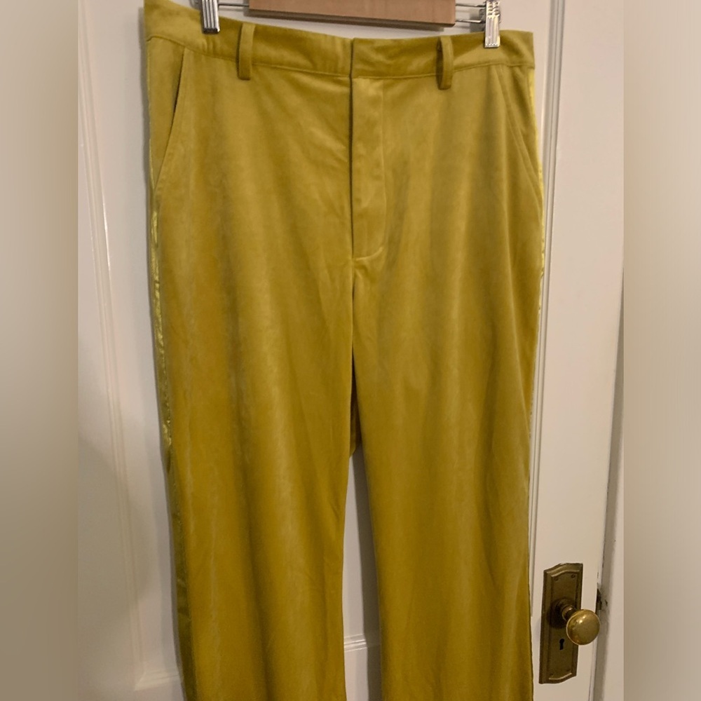 NWT Anthropologie Avec Les Filles Split-Front Mustard Velvet Pants, Womens Sz 16 - Picture 4 of 11